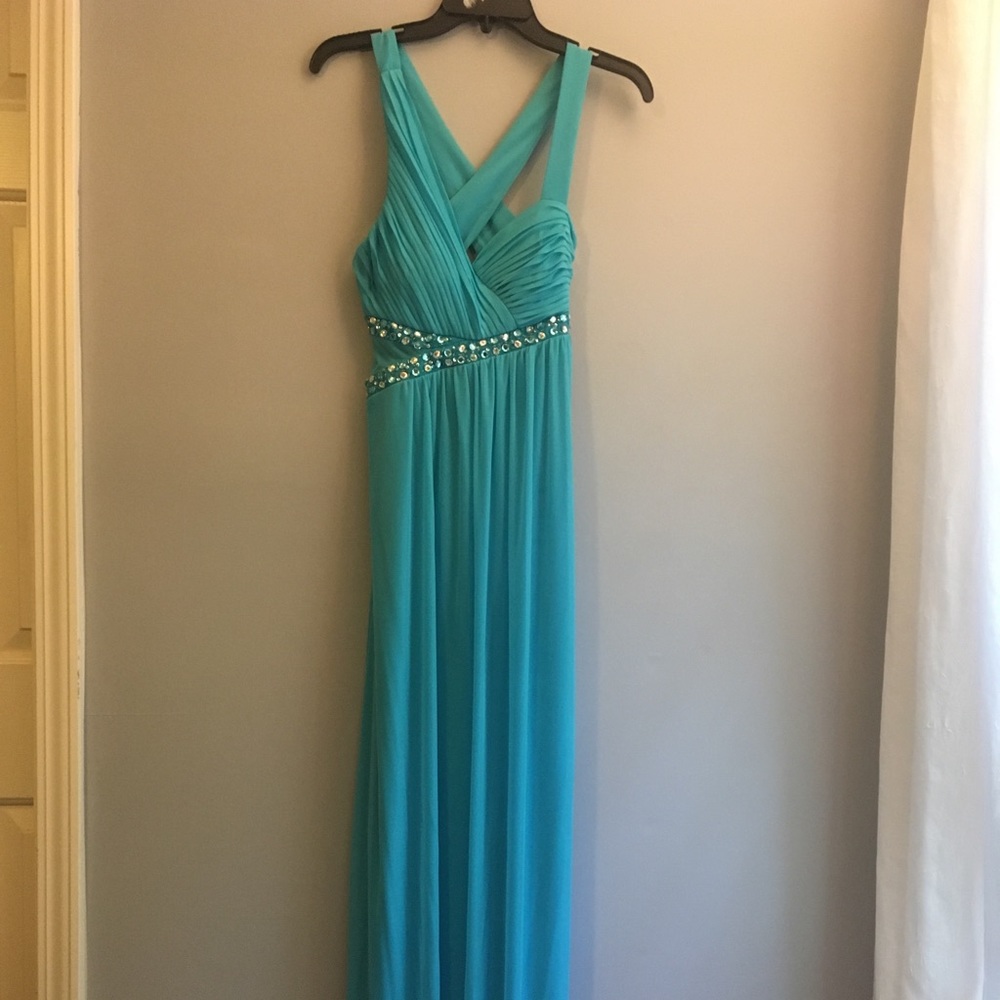 Blue, floor length, formal dress
